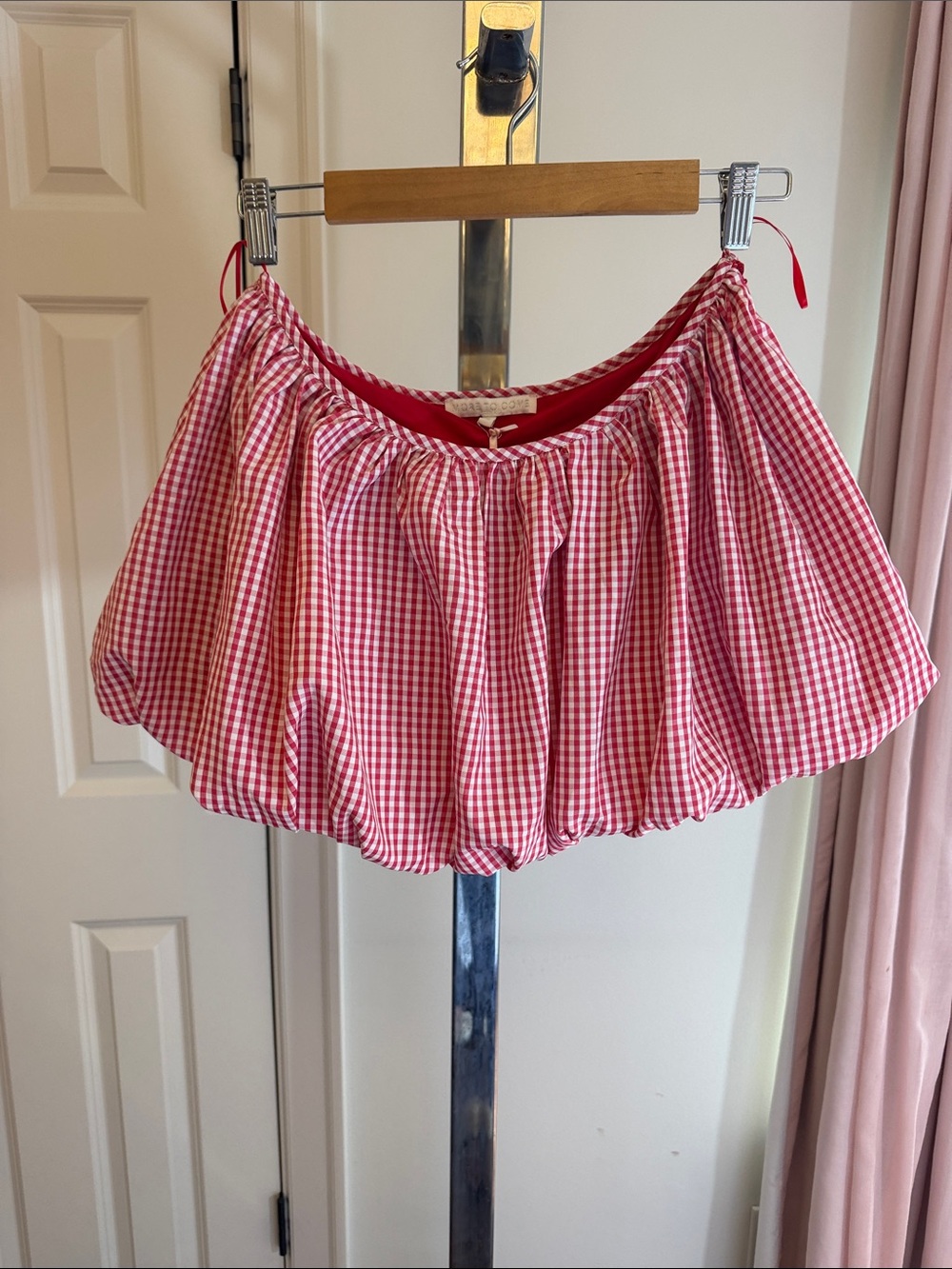 Gameday Women’s Red Gingham Puff Mini Skirt